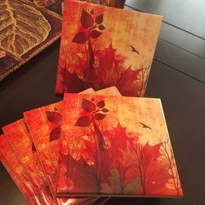 Set of Six Ceramic Fall Autumn Thanksgiving Drink Coasters
